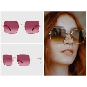 💕GARRETT LEIGHT💕 Crescent Sunglasses ~ Rose Gold Frame Pink Mirror Lenses NWT